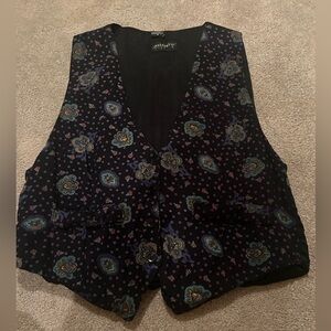 Vintage Rafferty Vest Size S Paisley Flowers 90s Buckle Back